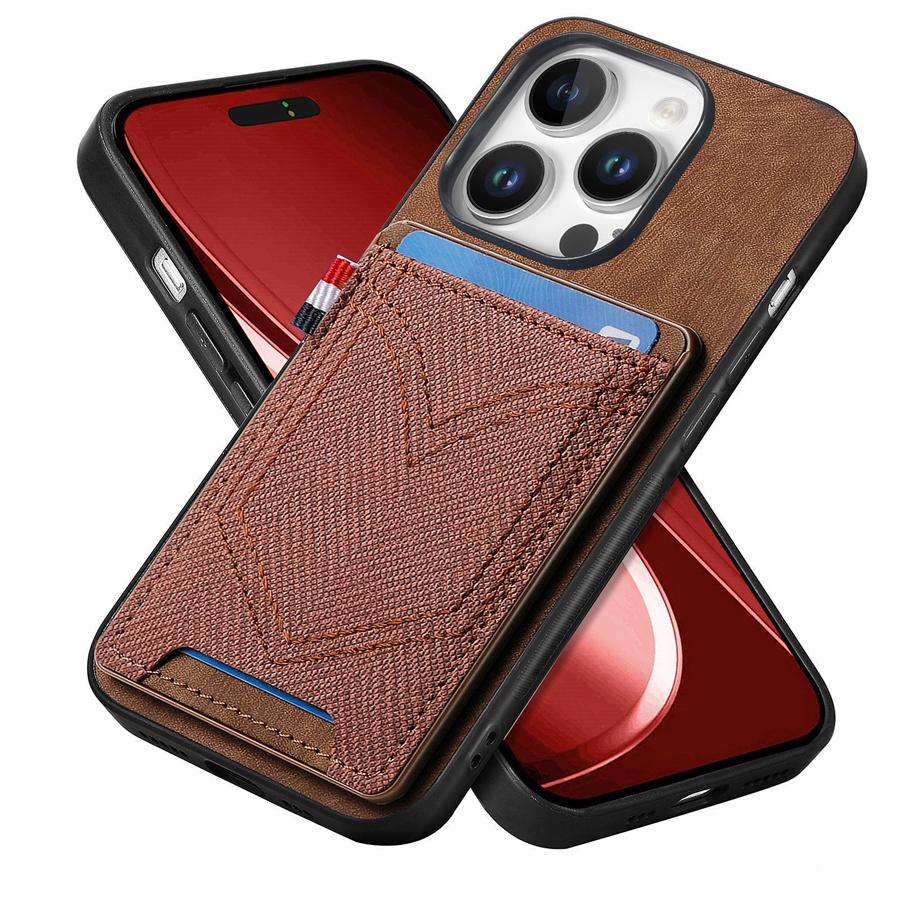 IPhone Samsung Xiaomi Google için Kart Yuvalı Kot Dokulu Telefon Kılıfı Manyetik Araç Tutucu Uyumlu Düşmeye Karşı & Parmak İzine Karşı Arka Kapaklar