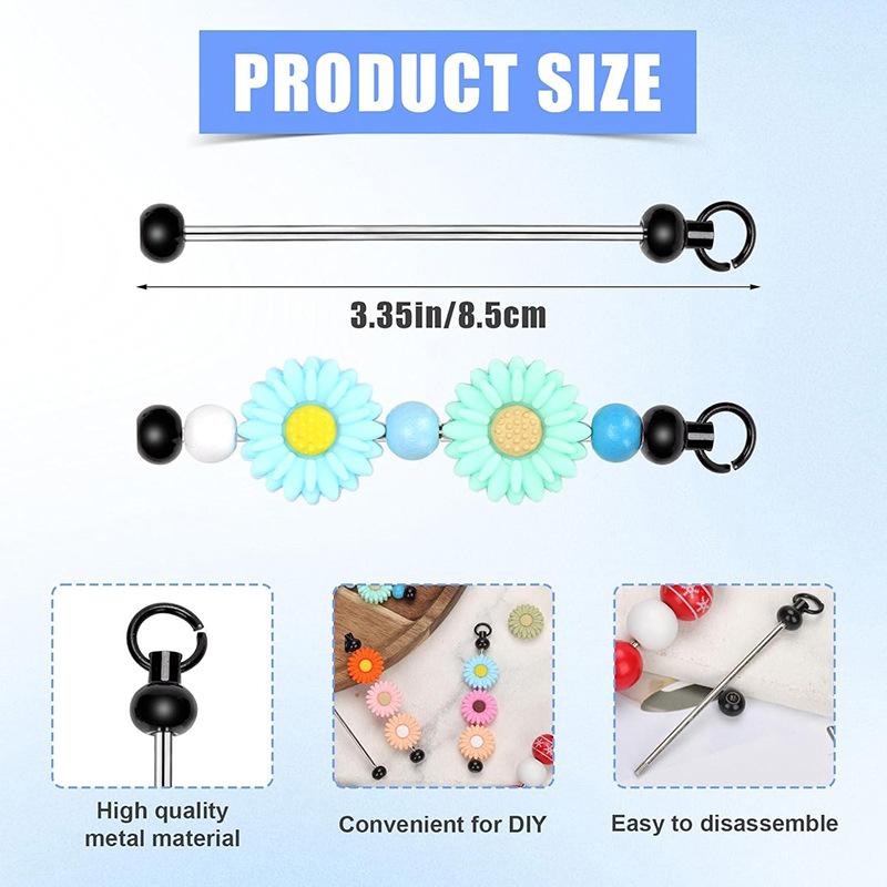 WTEMPO Barras de Chaveiro Enfiáveis em Branco Metal DIY Chaveiro de Contas Barra Berloques Eady Destacável Acessórios para Fazer Chaveiro para Projeto de Artesanato Pingente