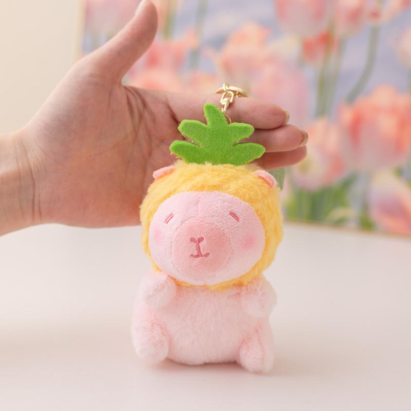 Cartoon Capibara Capybara Doll Plush Toy Hamburger Capybara Panda Small Pendant Bag Keychain