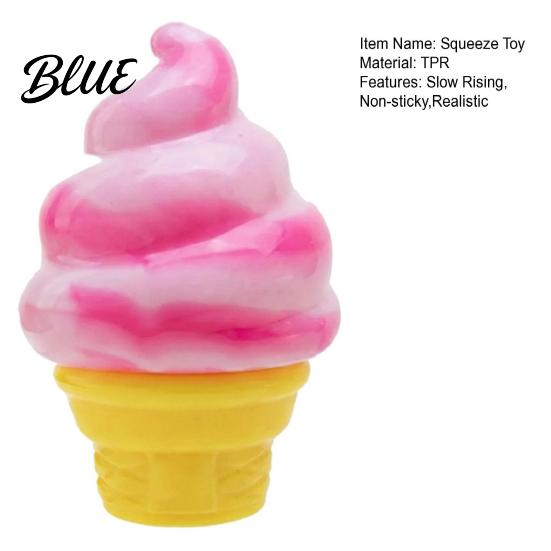 Stress Relief Toy Mini Ice Cream Cone Squeeze Cute TPR Fidget for Soft Reliever Kids Adults Slow-Rising Decompression Gadget Anxiety Boredom