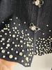 High-End French-Style White Knitted Cardigan with Bead and Rhinestone Detailing