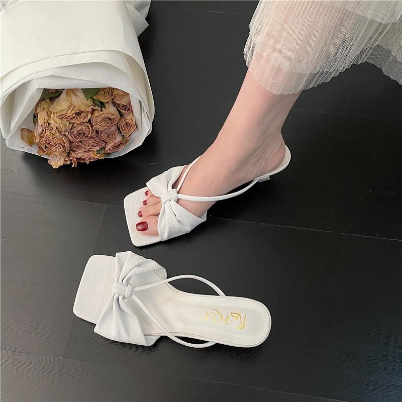 Sandály s otevřenou špičkou, nový trend, střední podpatek, dámské pantofle, ležérní plážové nazouváky, dámské žabky, letní módní dámské sandály