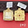 Tibetan Thangka Pendant: Gold-Plated Gahu Box with Gemstone Inlaid Brass and Tempered Glass