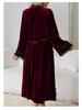 Fiyun Elegant Velvet Nightgown with Sexy Slit and Backless Design - European & American Style Home Set 651