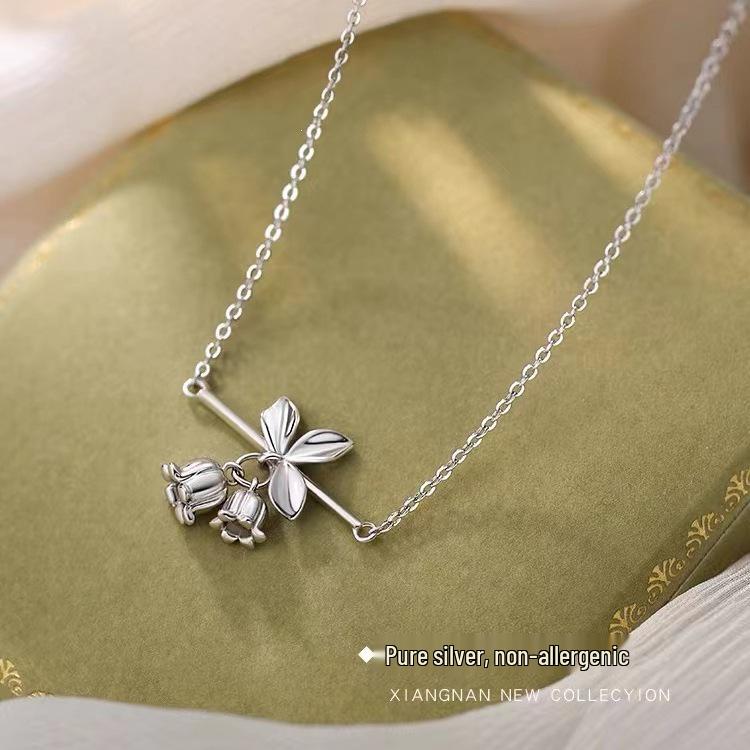 Lily of the Valley 925 Sterling Silver Necklace - 2024 Clavicle Chain, High-End Light Luxury for Women