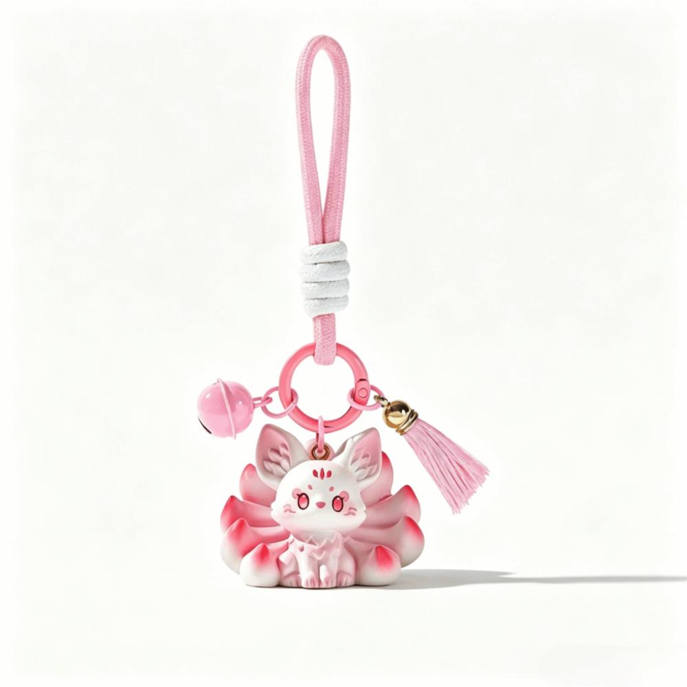 Creative Design Nine Tailed Animal Keychain Cartoon Bag Charm Resin Hanging Ornament  Holiday Gift