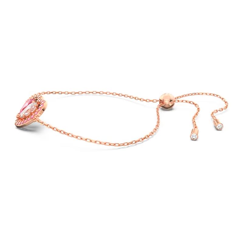 Swarovski Gema Pink White Symmetrical Heart Bracelet Women's Rose Gold 5653012
