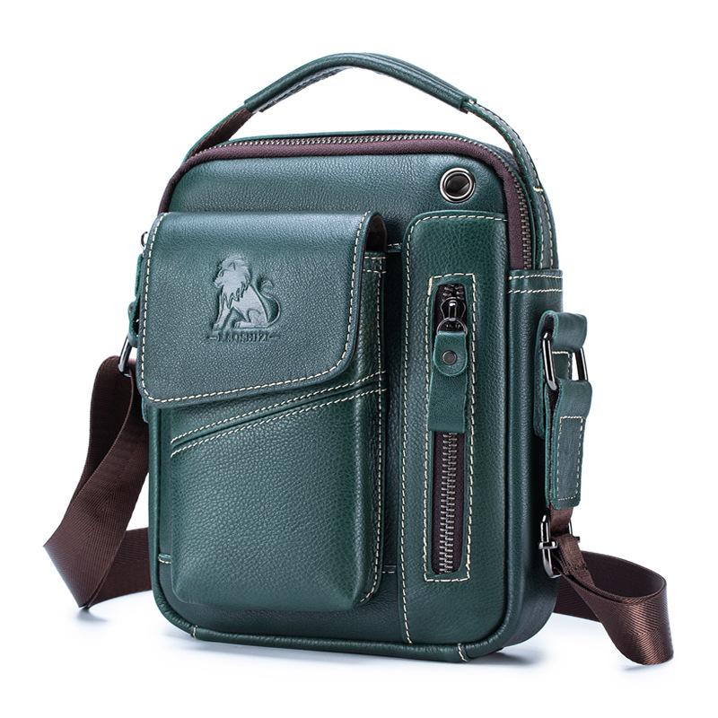 STEEL LION Men's Cowhide Leather Crossbody Sports Bag - Durable, Fashionable, Mini Handbag