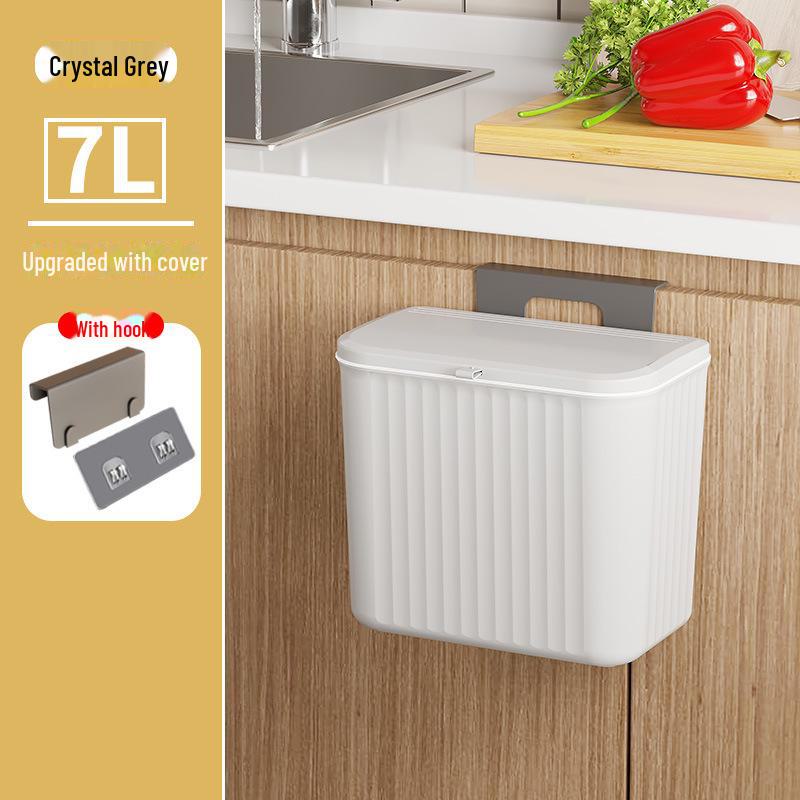 Wall-Mounted Sliding Cover Trash Can for Kitchen, Bathroom & Office