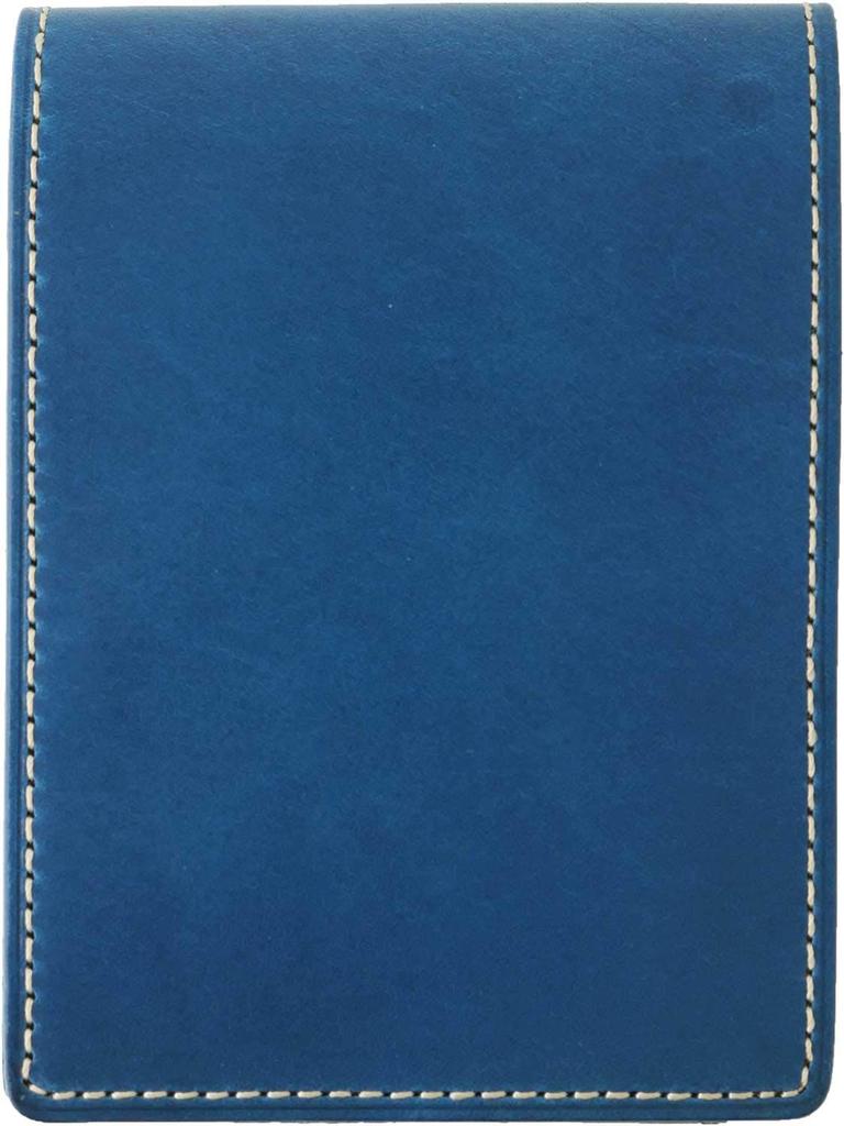 Italian Leather Slip-On Note Holder with Pocket for RHODIA #11, Unisex Gift, Genuine Leather, Blue, INL-3603