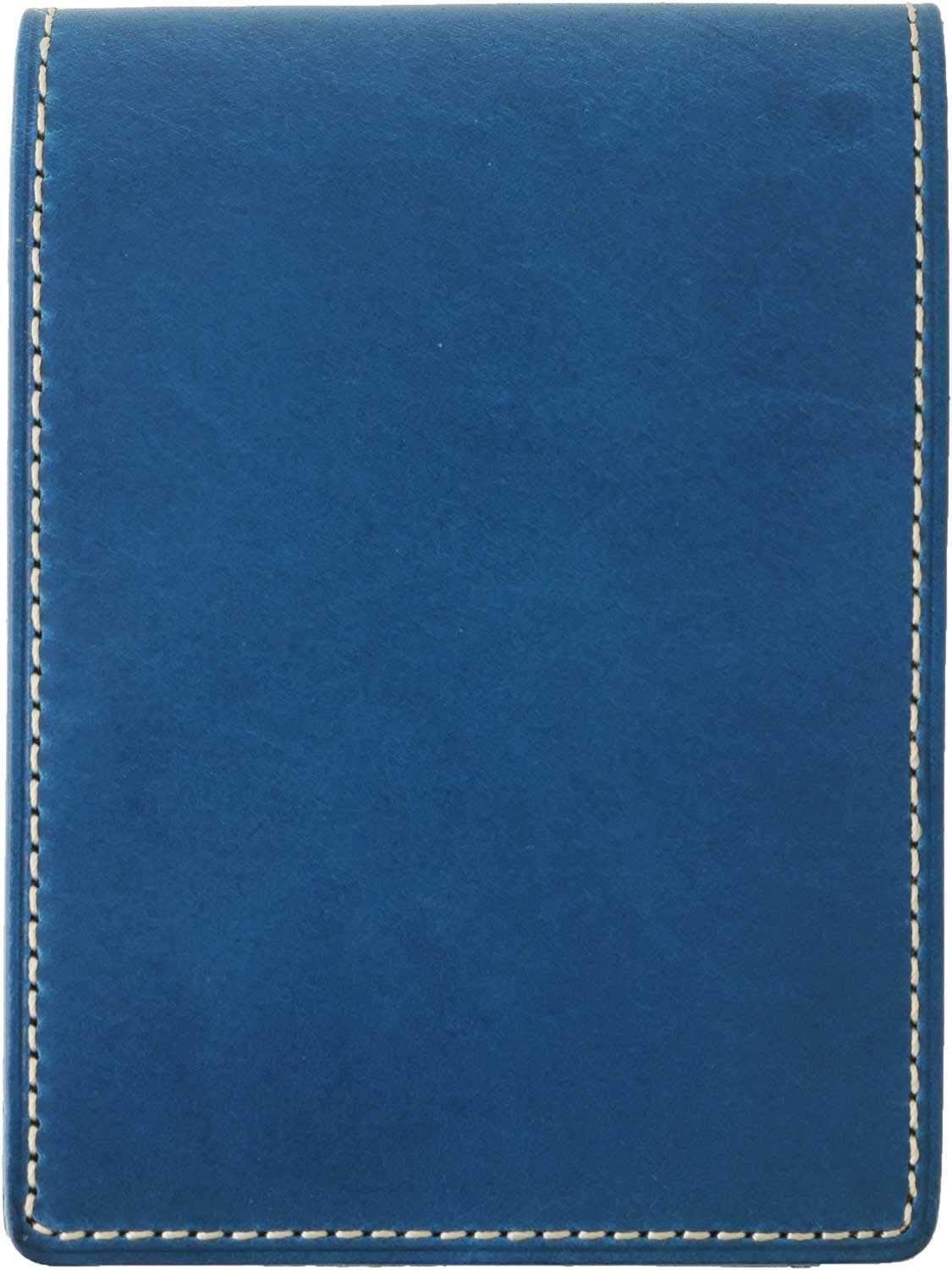 

Italian Leather Slip-On Note Holder with Pocket for RHODIA #11, Unisex Gift, Genuine Leather, Blue, INL-3603