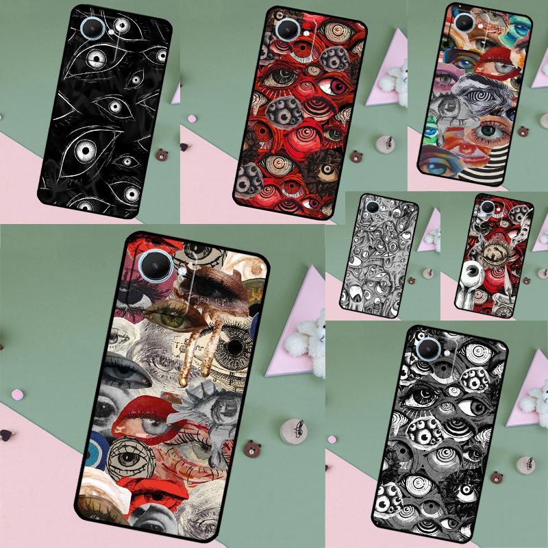 Scary Face Eyes For Realme GT7 Pro GT6 15 10 11 12 13 14 Pro Plus C75 C65 C55 C63 C61 C53 C67 C35 C71 Case
