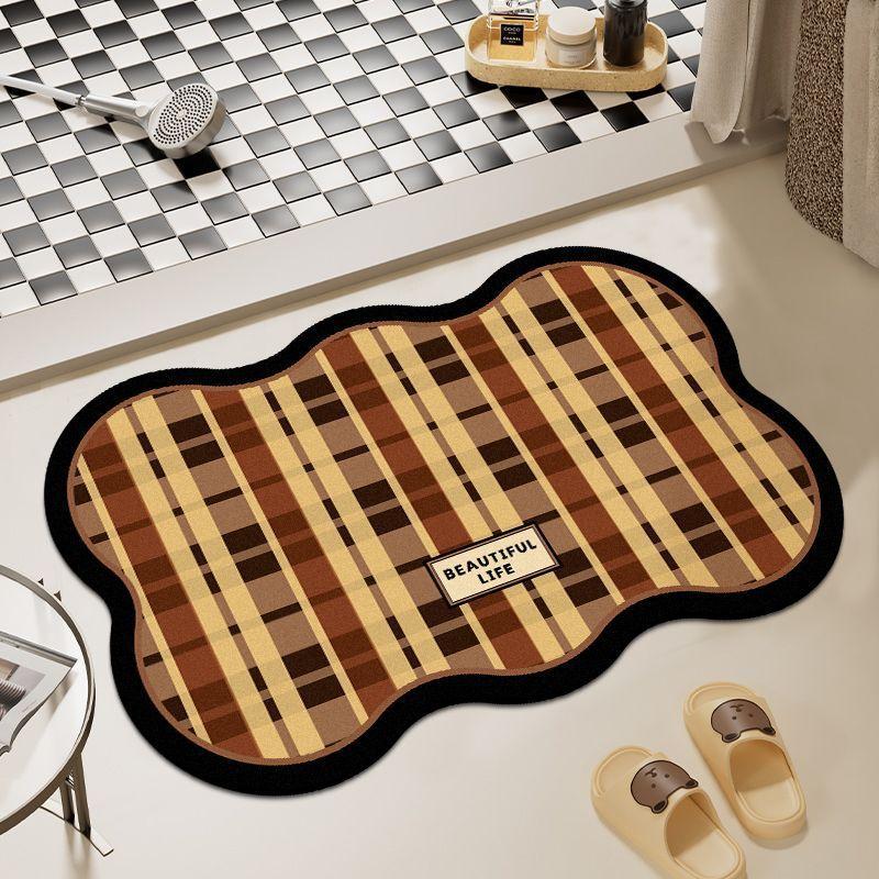 

Полосатый коврик для пола из диатомовой грязи, ванный, водопоглощающий, быстросохнущий, коврик для пола, туалет, дверь, грязеотталкивающий и простой в уходе коврик для пола 40 * 60Cm (diatom mud)