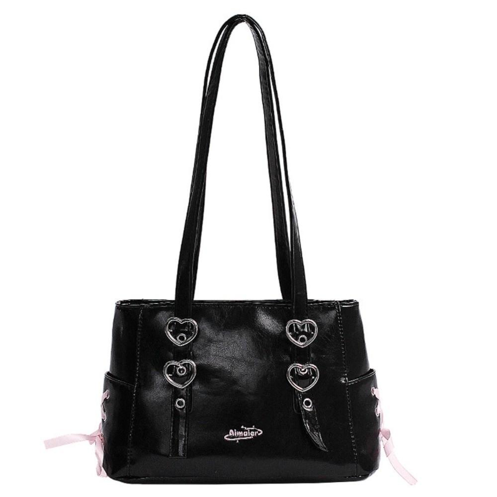 

PU Leather Bow Tie Backpack Versatile Women s Handbags Fashion Ribbon Shoulder Bags Commuting чорний