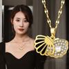 Summer Micro-Inlaid Shell Pearl Necklace Women'S Fashion Versatile Collarbone Chain Niche Design Fan Necklace