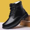 Men's Winter Fur Lined Snow Boots Outdoor Anti Slip Ankle Boots Casual Warm High Top Shoes for Men Lace-Up Fleece Lined Sports Leather Booties