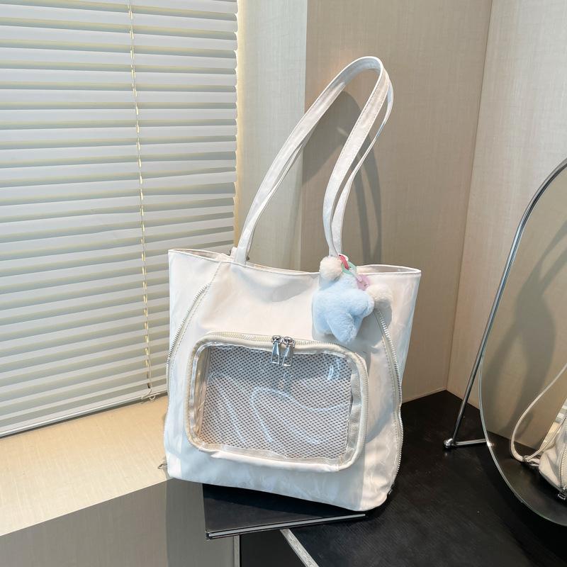 Fashion Transparent Shoulder Bag Women's 2025 New Versatile Simple Large-capacity Tote Bag, Foreign Style Student Backpack Tide