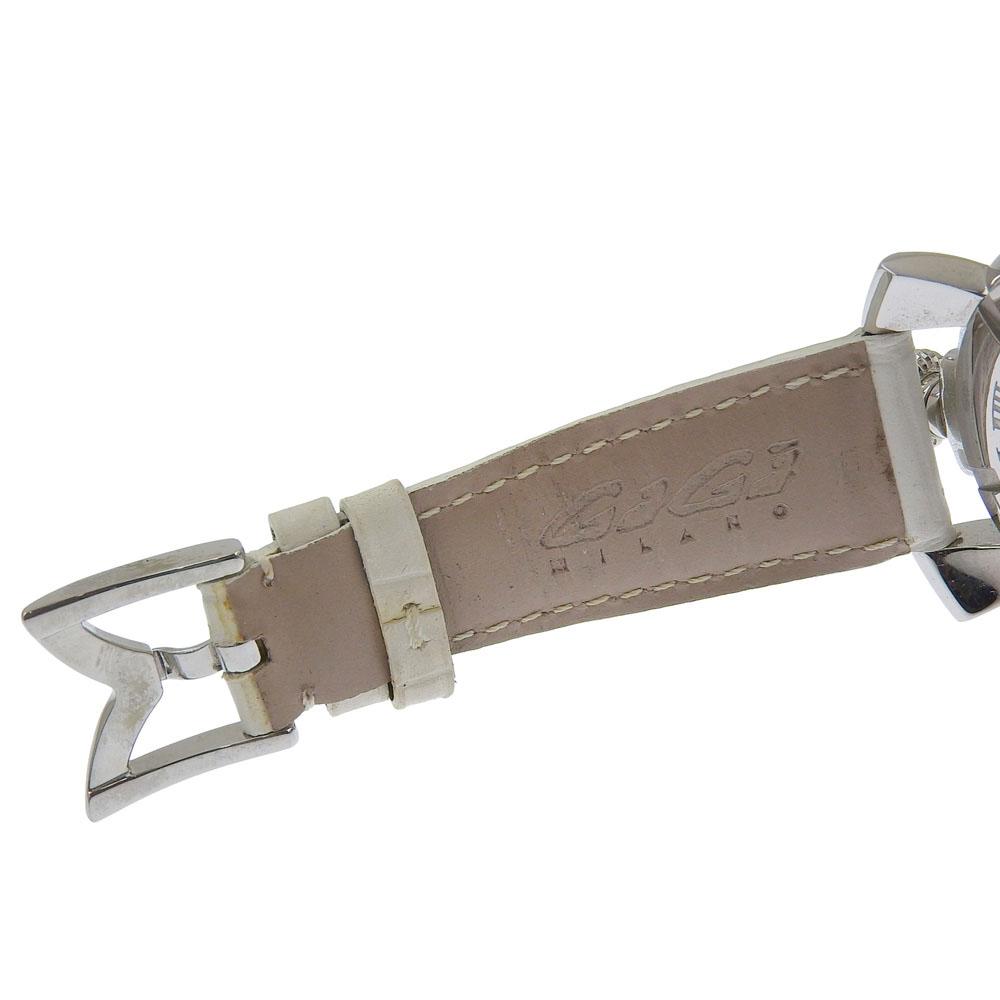 Gaga Milano Manure Watches 5020.8 WhiteDial Stainless Steel/leather Quartz Analog display unisex Used