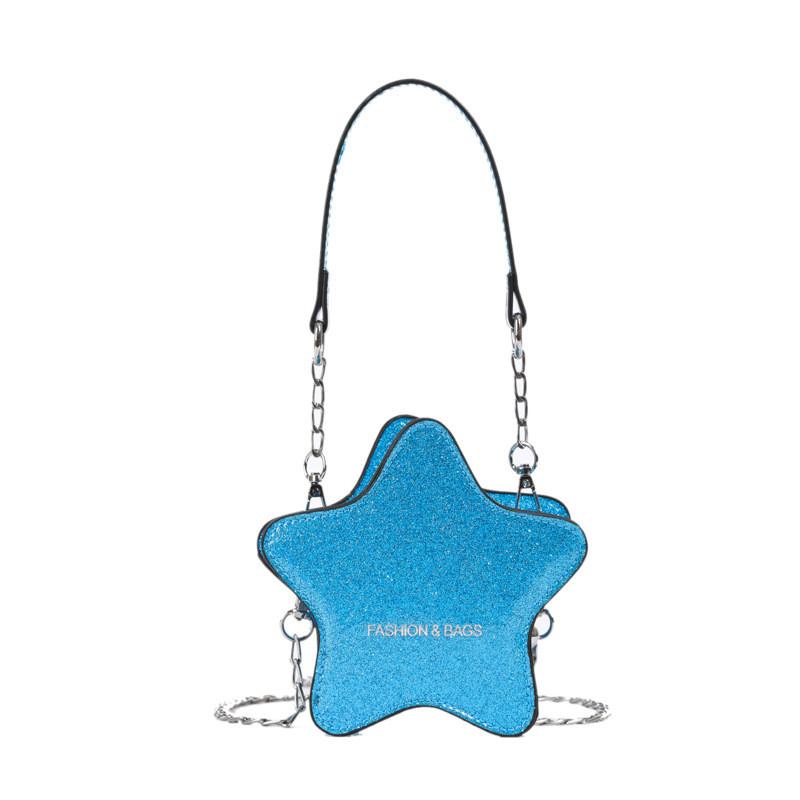 Fashionable Color Solid Star Shaped Glossy Children Casual Shoulder Chain Bag