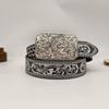 Cross-Border Unisex Retro Carved Tang Grass Pattern High-End Belt