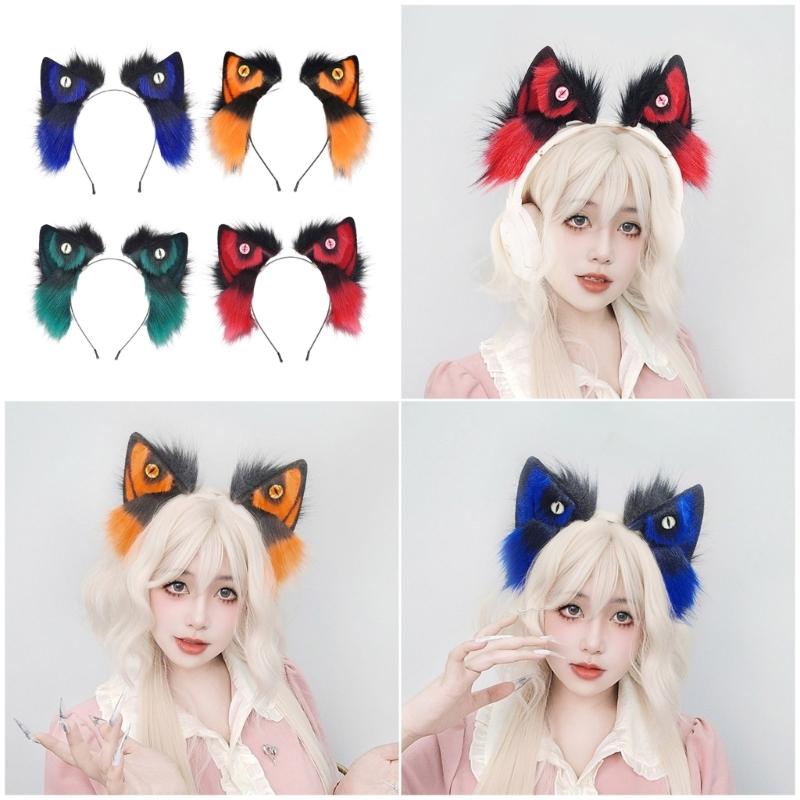 Wolf Ear Hairband Soft Plush Hair Styling Accessory For Kids Adult Halloween Parties Animal Theme Cosplay Hairhoop