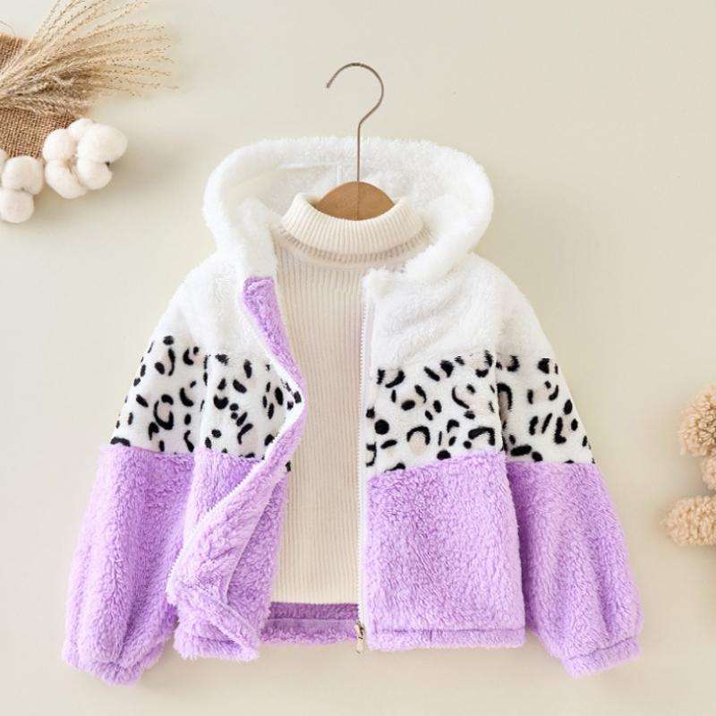 

Куртка с капюшоном и принтом для девочек, стильная и теплая, с контрастной цветной строчкой и застежкой-молнией по всей длине 100cm