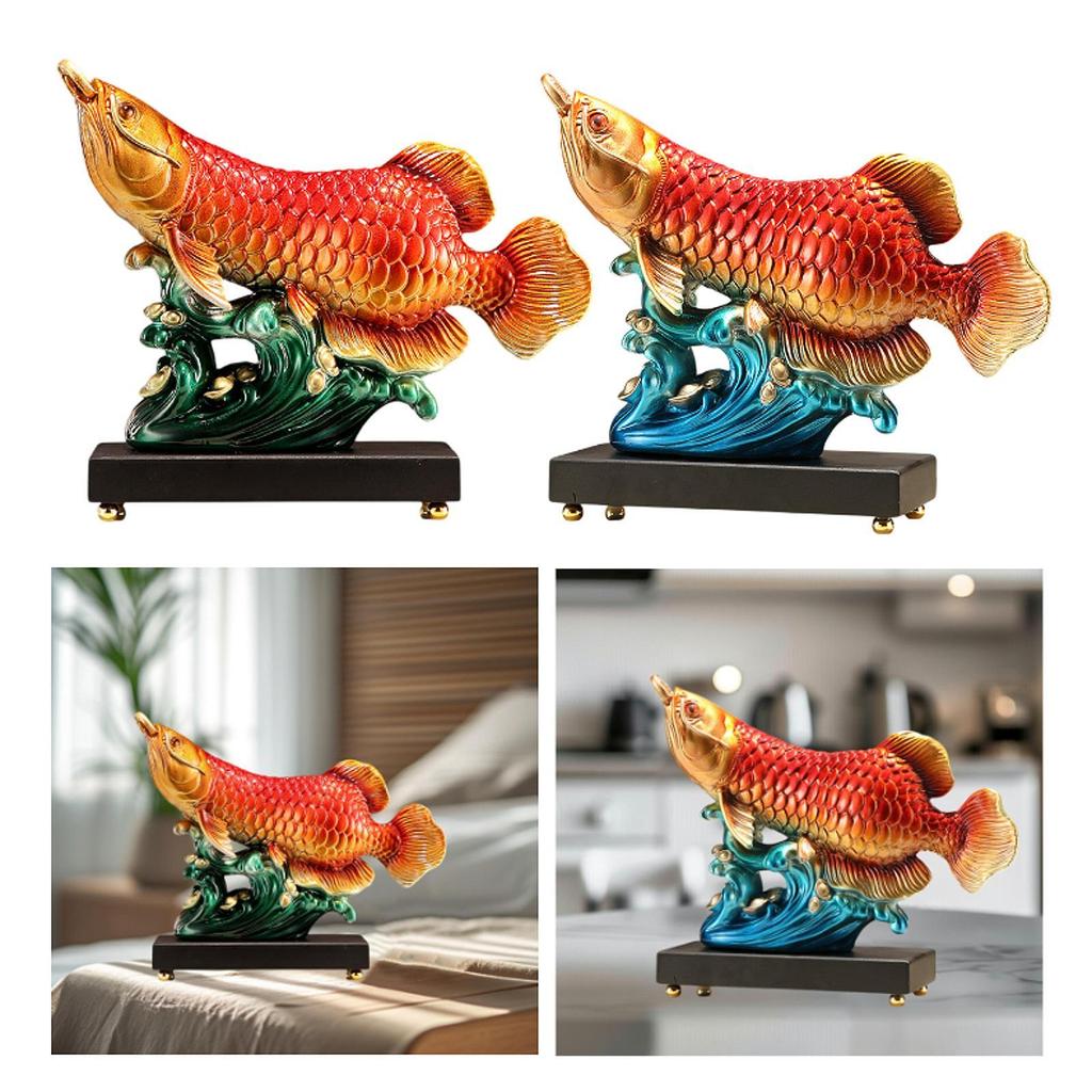 Arowana Fish Statue Resin Decorative Figurine for Entrance Bookshelf Shelf
