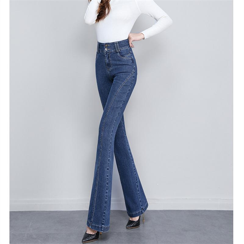Autumn Winter New Thicken Warm High WaistFlare Pants Slim Casual Denim Pants for Women Pants Elastic Vintage Streetwear Women's
