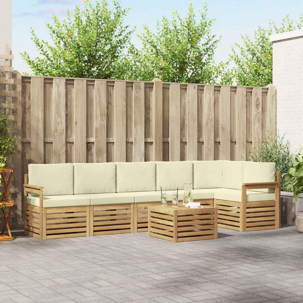 Outdoor Sofa Set 7 pcs White and Cream 59 x 59 x 37 cm