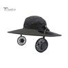 Summer Camping Sun Protection Solar Fan Hat, Cooling Bucket Outdoor Wide Brim Portable Powered Cap Hat with 2 Fans for Fishing, Camping, Hiking, Beach