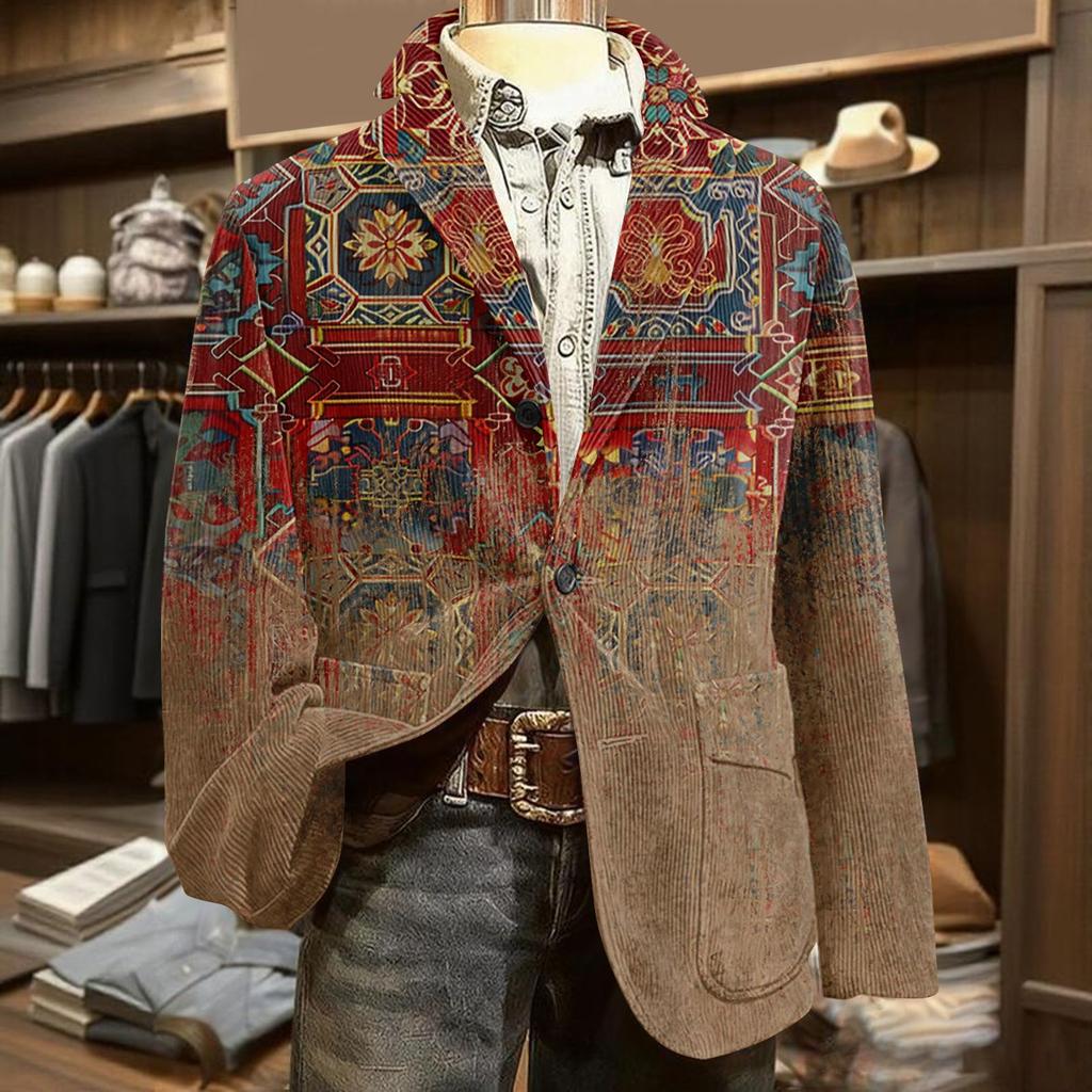 Herren Hässlicher Weihnachten Kord Warmtaschen Anzugjacke Strickjacke Herren Freizeitanzug