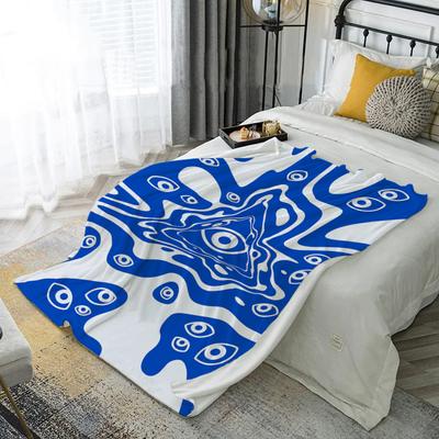 Abstract Blue Pattern Microfiber Flannel Cover Blanket Bedroom Living Room Sofa Soft And Comfortable Home Decoration