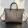 Pravá kůže Tkaná Velkokapacitní Aktovka Tote Bag Pánská Dámská Business Cestování Rameno Crossbody