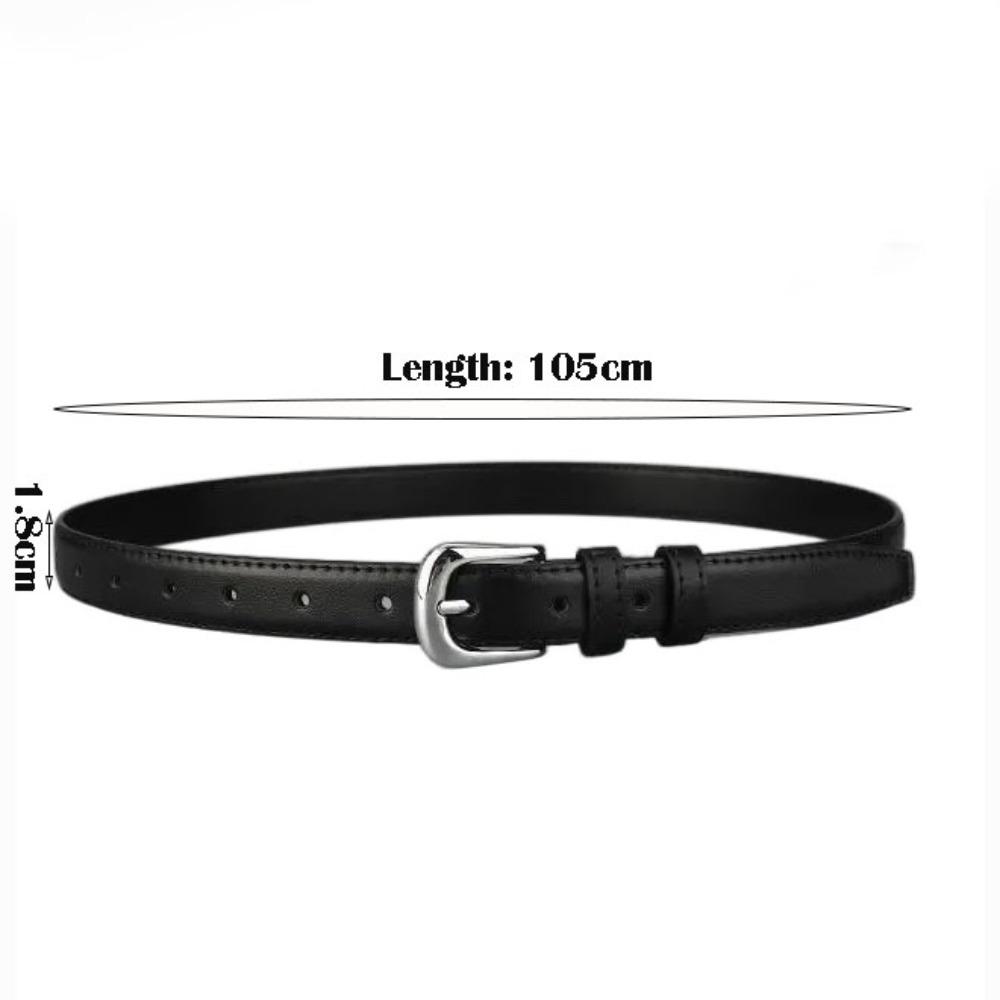 Women's Belt Fashion Pin Buckle Thin Belt Genuine Luxury Soft Belt Women with Cargo Pants Jeans Belts Black PU Leather Belt