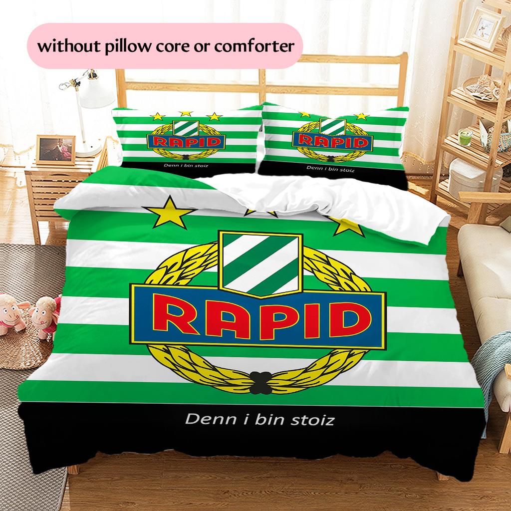 Rapid Wien Pattern Bedding Quilt Set Home Decoration Gift (1 * Duvet Cover + 2 * Pillowcase Without Core)