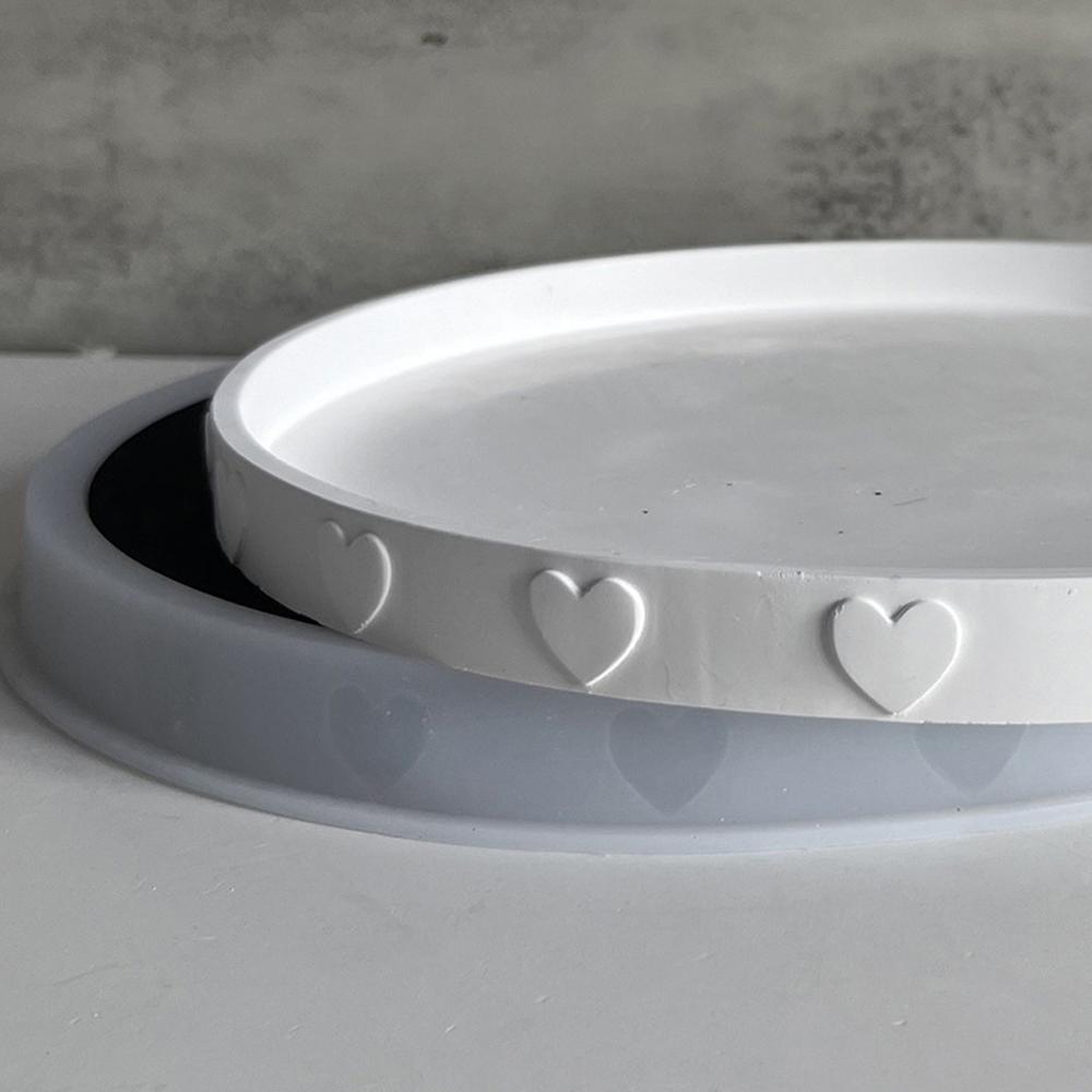 Round Cement Tray Silicone Molds Handmade Plaster Epoxy Concrete Coaster Mould Round Beads Decor Storage Plate Dish Home Decor
