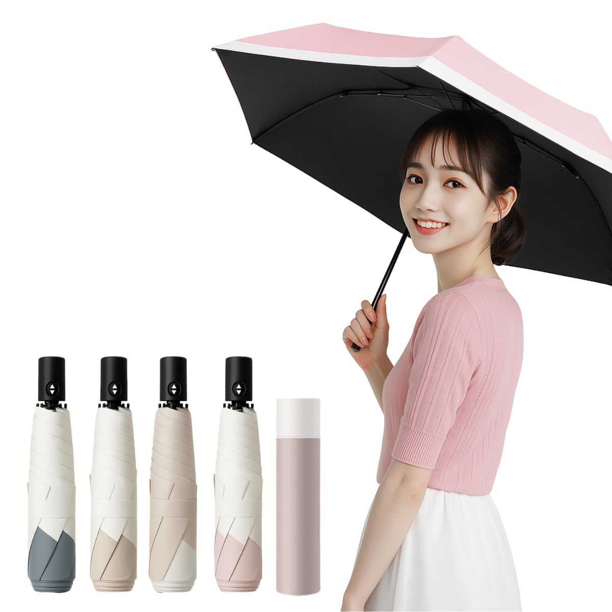 

Prv 2025 модель отличная когда Складной зонт с температурой Для солнечных и дождливых дней Автоматическое открытие и закрытие 210г Зонтик от солнца УФ розовый