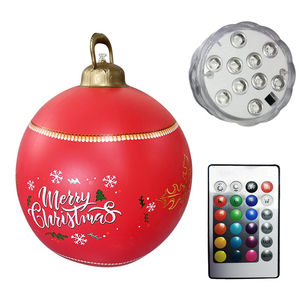 60cm Christmas Tree Hanging Ornament PVC Glow Outdoor Toy Ball Home Garden Christmas Inflatable Ball New Year Party Decoration
