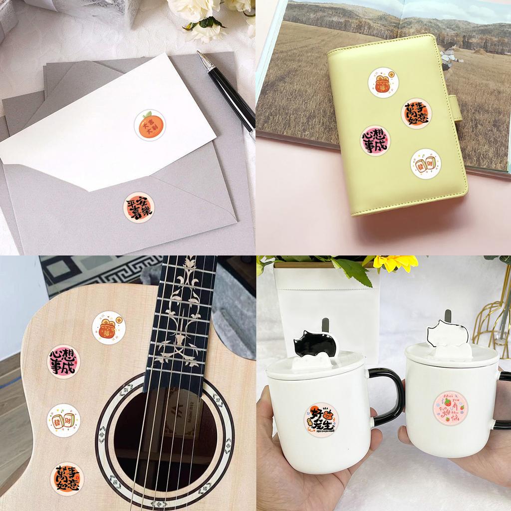 500/Roll New Year'S Greeting Phrase Roll Sticker Do-It-Yourself Envelope Mobile Phone Seal Sticker Roll Sticker