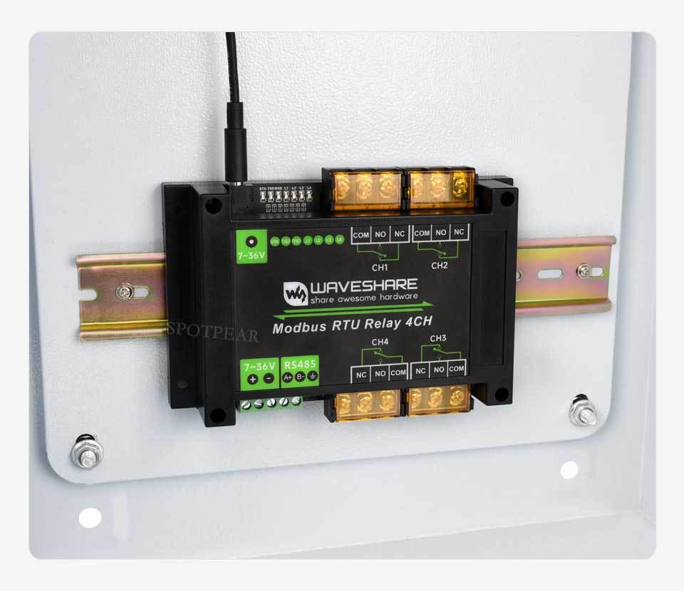 4-Way RS485 Modbus RTU High-Current Relay Module with Rail Protection