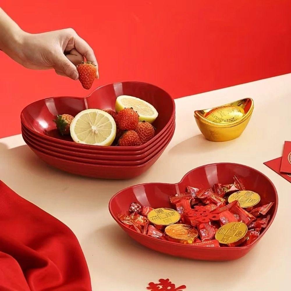 5/10Pcs Love Heart-Shaped Snack Candy Tray Small Dinner Plate Set Household Serving Plate