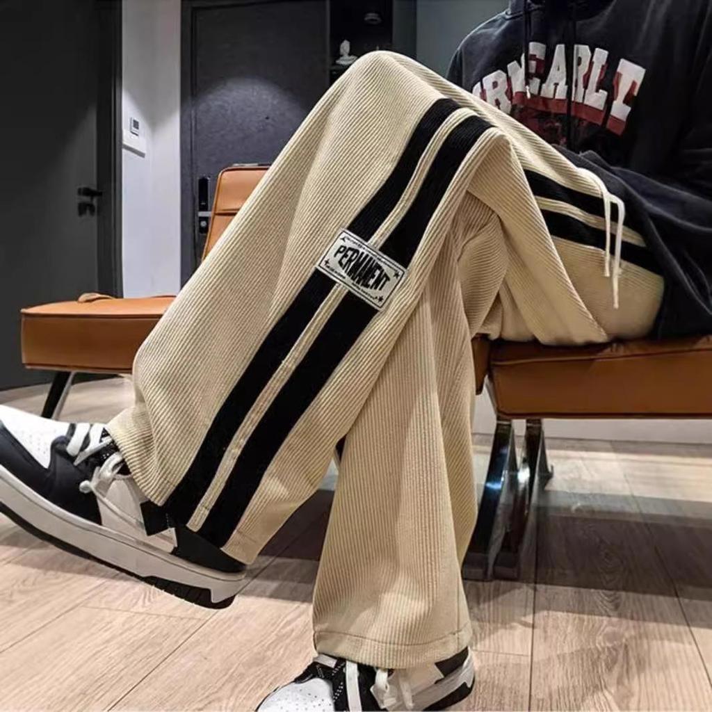 High Street Casual Pants Men Wide-leg Straight Corduroy Trousers Spring Autumn Fashion Jogger Couple Streetwear New Sweatpants