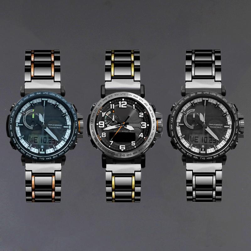 23mm Ceramic Stainless Steel Strap Watchband For Casio PROTREK Series PRW-30 PRW-50 PRW-60 PRW-70YT Waterproof Sport  Watch Band