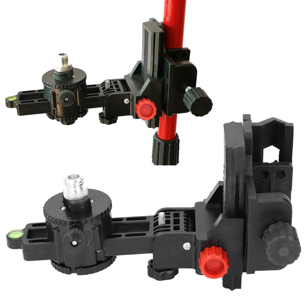 Level 360 Degree Adjustable Support Rotatable Professional Fine Tuning Level Bracket Base with Clip for Wall Ceiling Mounted