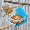 Transparent Parrot Bowl with Stand Semicircular Bird Feeding Water Box  for Medium Small Birds