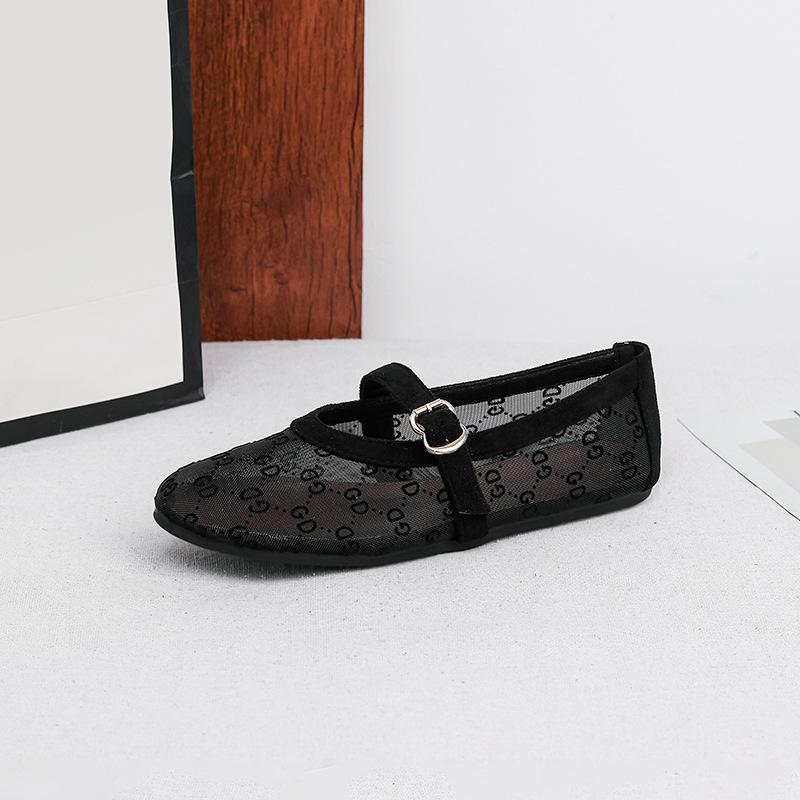 

Женские сетчатые балетки Летние туфли Мэри Джейн Туфли-балетки для ходьбы Нескользящие Квадратный закрытый носок Мэри Джейн с регулируемым ремешком Нарядная обувь 36 чёрный