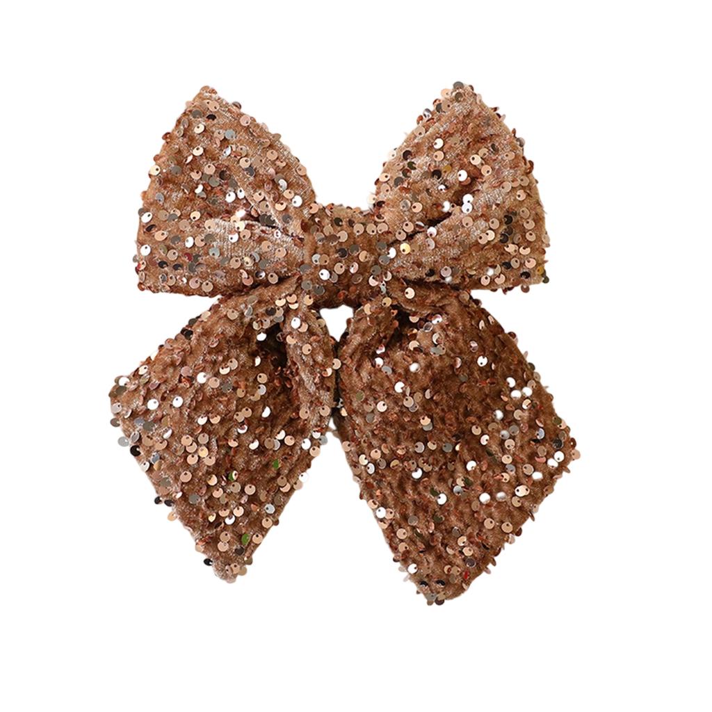Christmas Velvet Bow 9.84in × 9.84in Sequin Fabric Christmas Bow Sparkling Bow Holiday Ornament For Christmas Tree Decoration