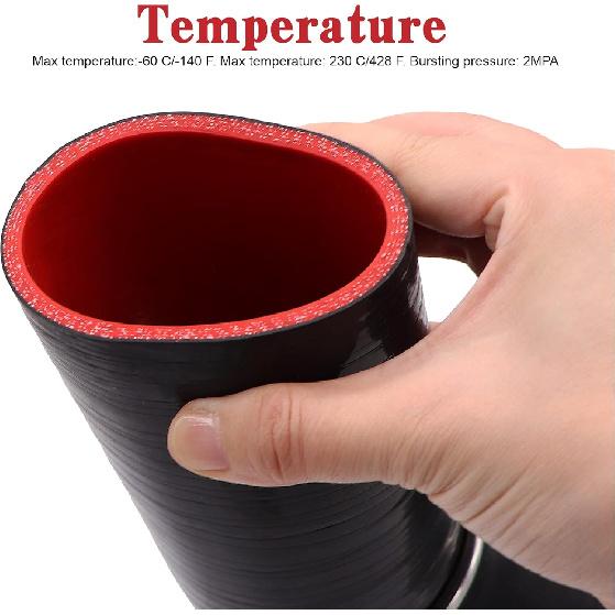 45-Grad-Bogenstück Silikonschlauch 4-lagig 2 1/2 Zoll(63mm) für Turbo-/Ladeluftkühler-/Ansaugrohre, Länge 102 mm, Dicke 5 mm, mit T-Bolzenklemme