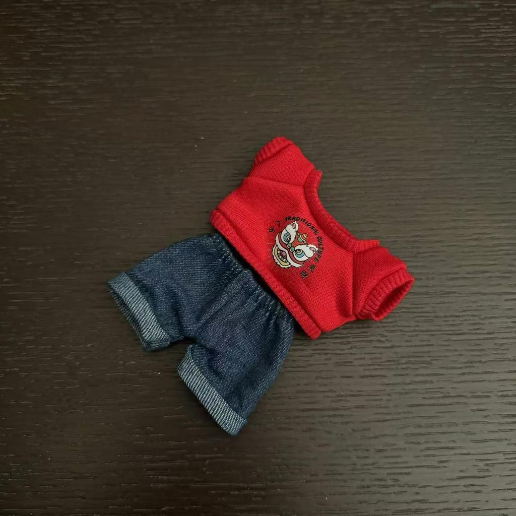 Dolls Clothes For Labubu 17cm I II Idol The Monster Outfit Accessories Sitting Party Gifts Cool Boy T-shirt Jeans Fashionable