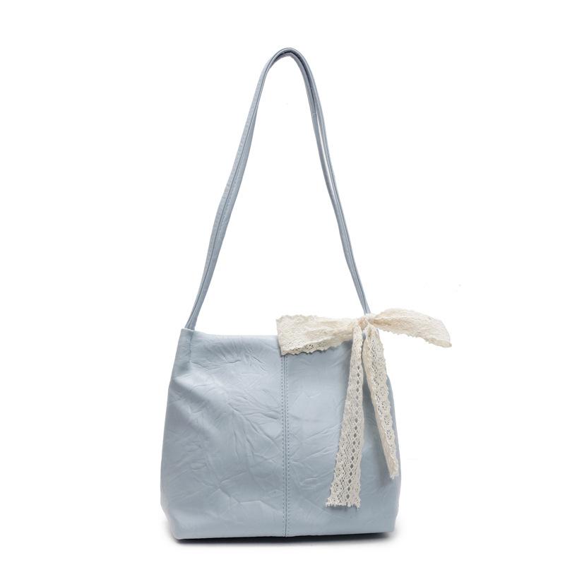 

Весенне-летняя текстурная сумка-подмышка женская новая модная модная сумка через плечо простая сумка-ведро для通勤 синий